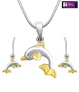 Surat Diamond Cute Dolphin Pendant Set