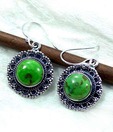 Sizzling Silver Green Turquoise Earrings