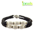 Jpearls 2 String Black & White Pearl Bracelet