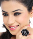 Shimmer Shack Black Enamel Flower Ring