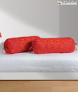 Swayam Red Printed Bolster Cover Set