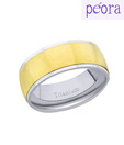 Peora Glossy Golden & Silver Titanium Ring