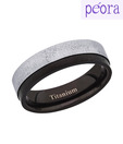 Peora Classy Black & Silver Titanium Ring