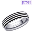 Peora Black Striped Titanium Ring
