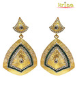 Kriaa Designer Golden & Green Earrings