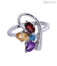 Zevrat Precious Gemstones Silver Ring