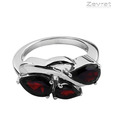 Zevrat Maroon Pear Shaped Garnet Silver Ring