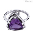 Zevrat  Trillion Purple Amethyst Silver Ring
