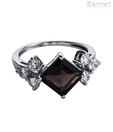 Zevrat Sleek Smoky Quartz Silver Ring