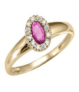AG Oval Pink Stone Diamond Ring