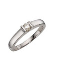 Bold Elegant Platinum Finish Solitaire Look Ring