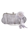 Bolso Silver Grey Pleated Clutch With Corsage