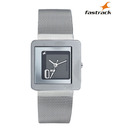 Fastrack Silver Tone Guilloche Strap Watch