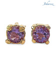 Johareez Round Shape Genuine Amethyst Gold Plated Studs