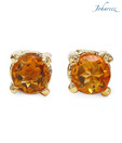 Johareez Round Shape Genuine Citrine Gold Plated Studs