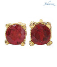 Johareez Round Shape Genuine Garnet Gold Plated Studs