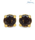 Johareez Round Shape Genuine Smoky Topaz Studs