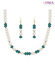 Nisa Pearls Green Crystal With Pearls Necklace Set