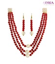 Nisa Pearls Red Beads Necklace Set