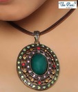 Pari Multicoloured Enamelled Oval Pendant Necklace