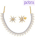 Peora Sun Ray Gold and Rhodium Plated Necklace Set