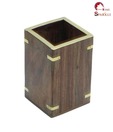 Home Sparkle Wooden Rectangular Pen Holder