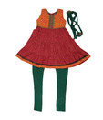 Twisha Red & Green Designer Suit With Dupatta For Kids