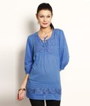 Osia Italia Blue Cotton Tunic Top