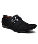 Foot 'n' Style Unruffled Black Slip-on Shoes