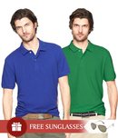 TSX Pack of 2 Blue-Green Polo T Shirts & Aviator Sunglasses