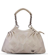 Butterflies Beige Perforated Handbag