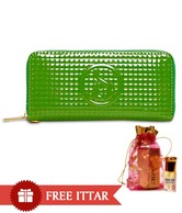 Zion Green Glossy Finish Wallet With Free Jasmine Sambac Ittar