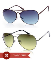Joe Black Graceful Grey-Green Aviator Buy 1 Get 1 Black-Blue Aviator Free