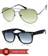 Joe Black Ultimate Grey-Green Aviator Buy 1 Get 1 Black Wayfarer Free