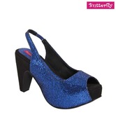 Butterfly Glittery Blue Heel Sandals