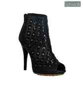 Catwalk Black Pencil Heel Peep Toe Boots