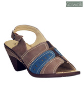 Catwalk Brown & Dark Blue Cone Heel Sandals