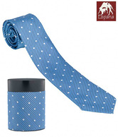 Espana Light Blue & Grey Stripe Polka Necktie