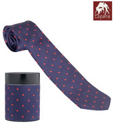Espana Navy Blue & Red Polka Dot Stripes Necktie