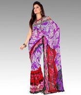 Fnf Wonderful Purple Georgette Sarees