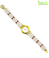 JPearls Red Stone Pearl Watch