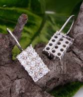 Lencia Shimmery CZ Studded Sterling Silver Earrings