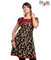 Style by Prafful Dynamic Black-Red Cotton Kurti