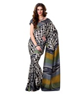 Prafful Beautiful Black-Grey Printed Bhagalpuri Silk Saree