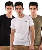 T-Go White-Black-Brown Pack of 3 T-Shirts