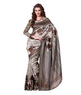 Prafful Ravishing Brown-Beige Printed Bhagalpuri Silk Saree