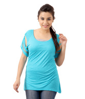 Sepia Charismatic Aqua Blue Tunic Top
