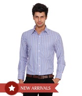 John Players Light Blue Striped Shirt