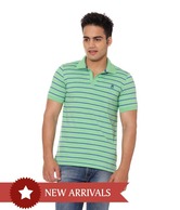 United Colors of Benetton Green-Blue Collar T shirt