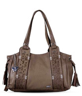 Butterflies Dark Brown Cut Work Handbag